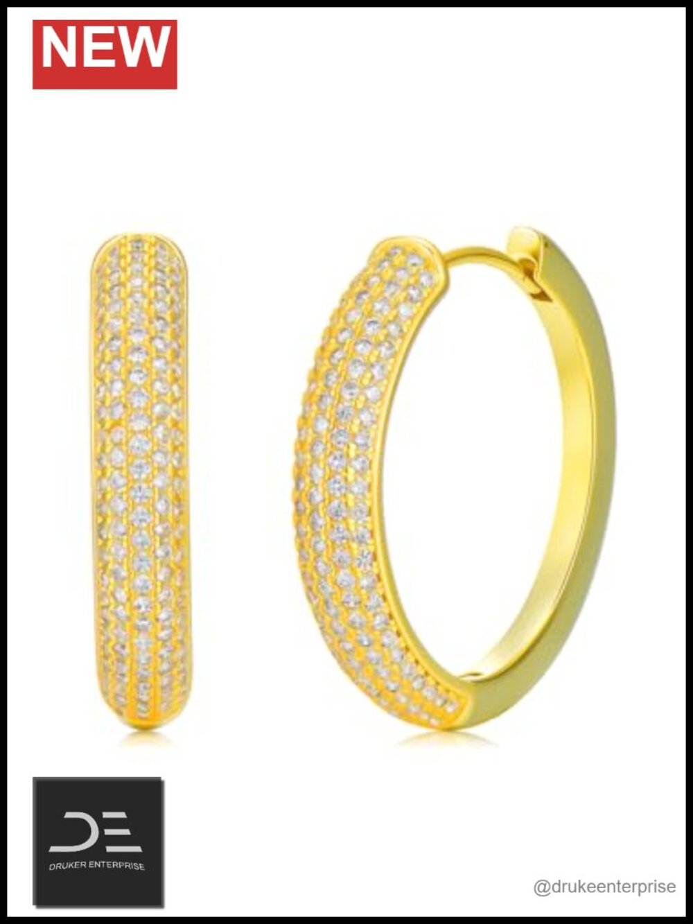 14k Gold Plated Hoop Earrings Huggie CZ Hypoallergenic Gift for Women